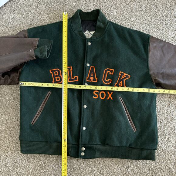 Vintage Chicago Black Sox Varsity Jacket Wool MLB Bomber White Mens XL 90s Green - Picture 8 of 9